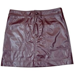 Marie Oliver Braden Vegan Leather Mini Skirt Bordeaux Size 8 NWT A-Line